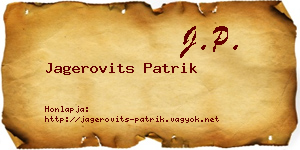 Jagerovits Patrik névjegykártya
